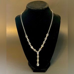 Vintage Avon silver and blue Y necklace